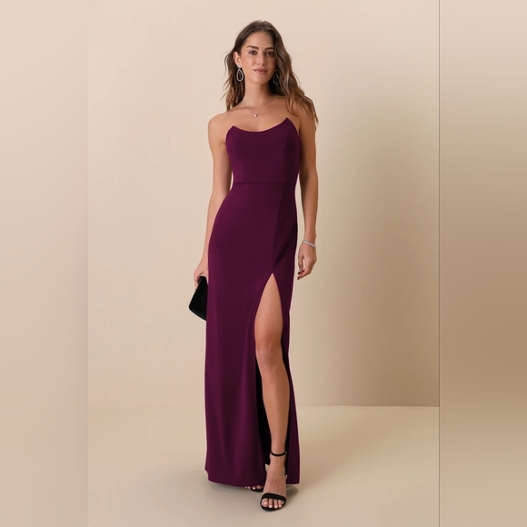 Lulus Sensational Beauty Plum Purple Strapless Maxi Dress S Wedding Party Formal - Picture 2 of 9